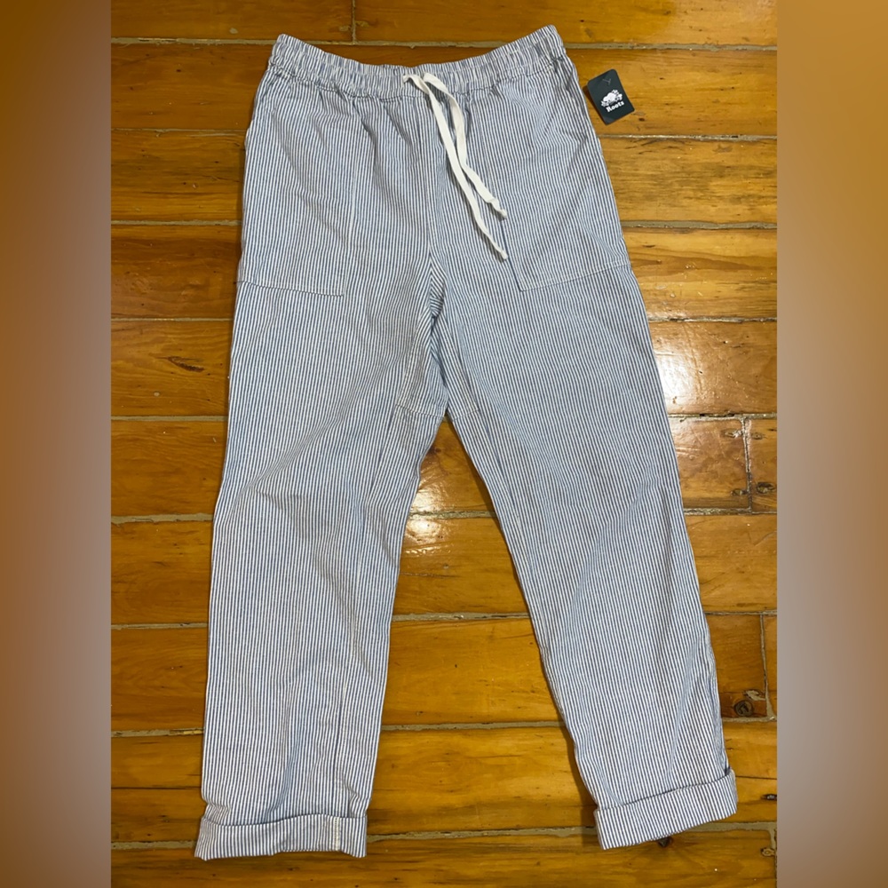 Roots drawstring pin stripped pants NWT